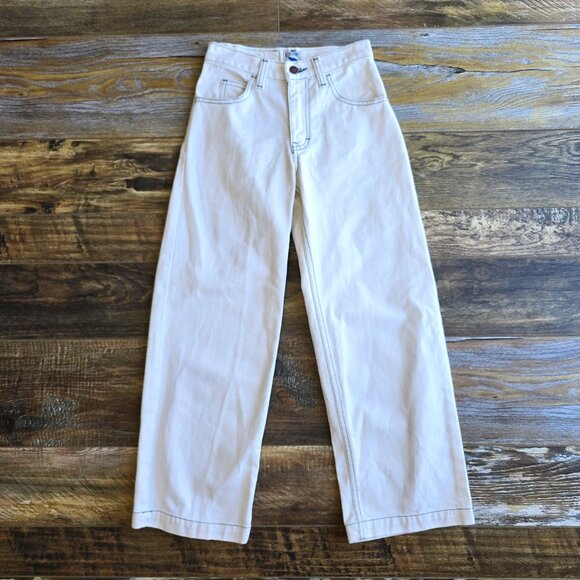 Vintage Blue Comet Made in USA Straight Wide-Leg Jeans Zip White Cotton - Picture 1 of 11